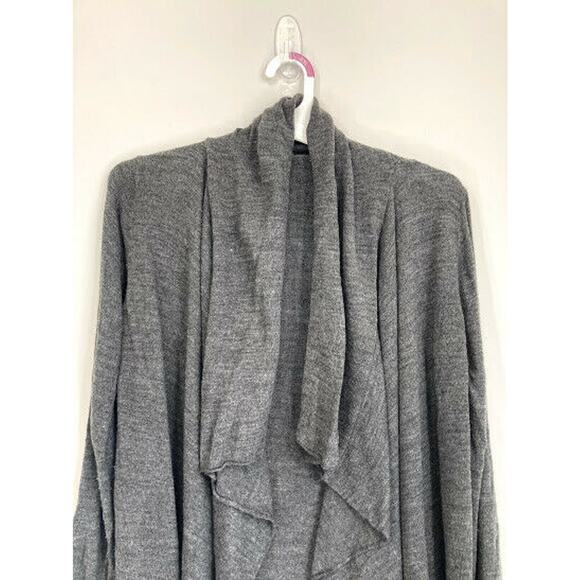 Heathered Gray Open Front Fringed Cardigan Sweater - Picture 4 of 7